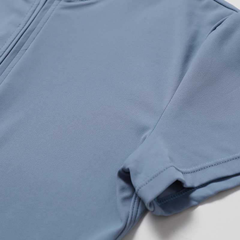 High Stretch Zipper Short Sleeve Jumpsuit Sports Fitness Yoga Women Bodysuit