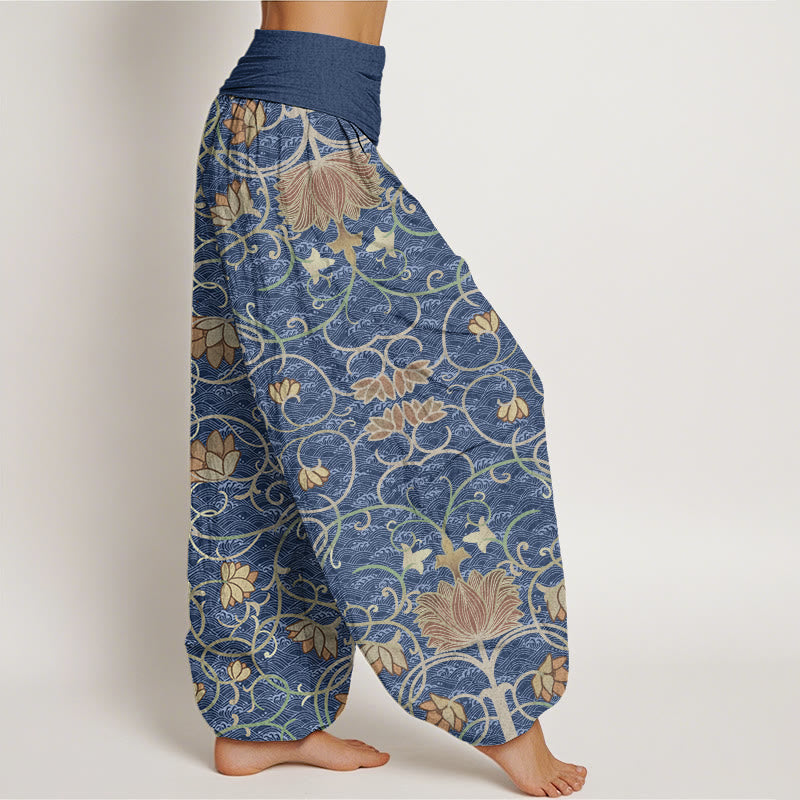 Lotus Pattern Women's Elastic Waist Harem Pants