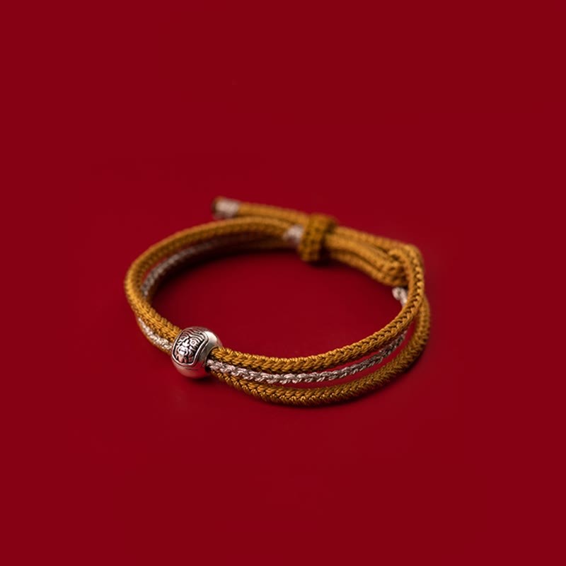 925 Sterling Silver Tibetan Zakiram Goddess of Wealth Luck Rope Bracelet