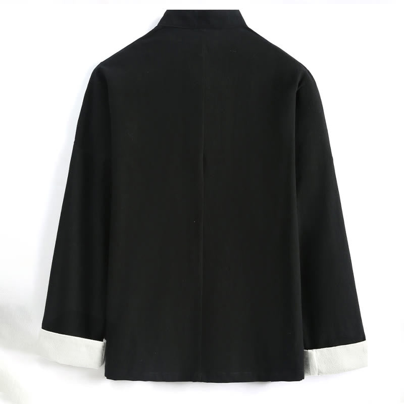 Chinese New Year Crane Embroidery Tang Suit Hanfu Long Sleeve Top Pants Clothing  Cotton Linen Men's Set With Pockets