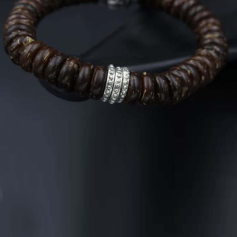 Natural Tibetan Coconut Shell Om Mani Padme Hum Positive Bracelet