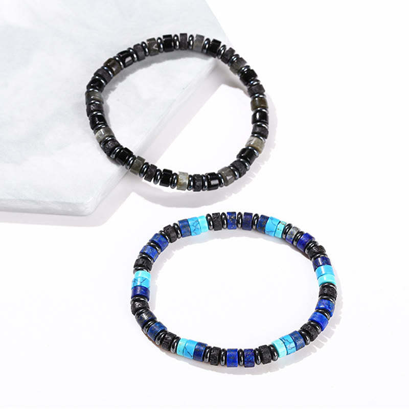 Hematite Turquoise Lazurite Lava Rock Black Glitter Stone Support Bracelet