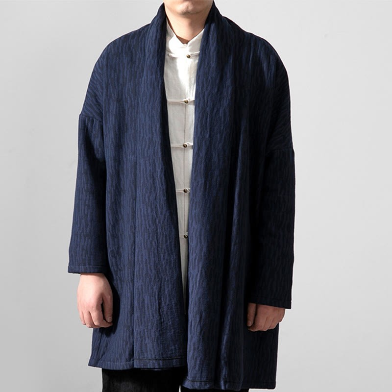 Fall Simple Cotton Fleece Lined Men's Mid-length Coat Clothing