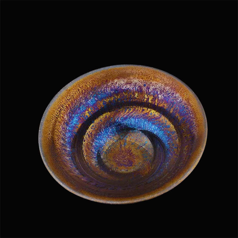 Chinese Jianzhan Colorful Milky Way Glaze Ceramic Teacup Tenmoku Kung Fu Tea Cup