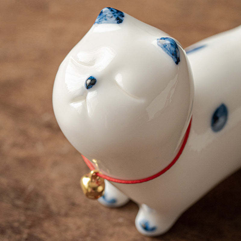 Mini Lucky White Cat Kitten Tea Pet Ceramic Home Desk Figurine Decoration