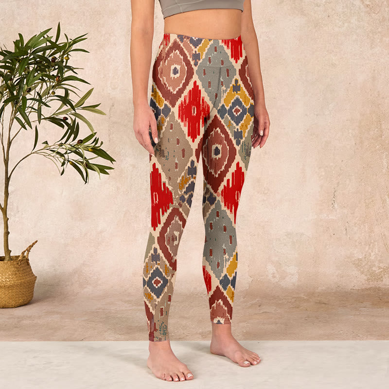 Plaid Printed Gym Leggings Women's Yoga Pants