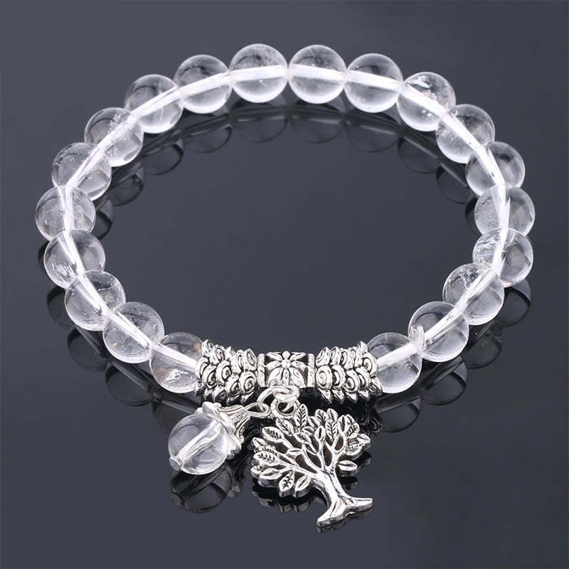 Natural Gemstone Tree of Life Lucky Charm Stretch Bracelet