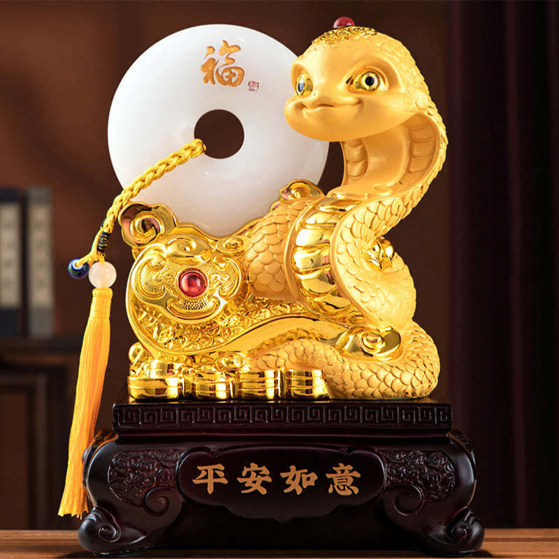 Year of the Snake Fu Character Peace Buckle Peace and Happiness Resin Home Statue Decoration