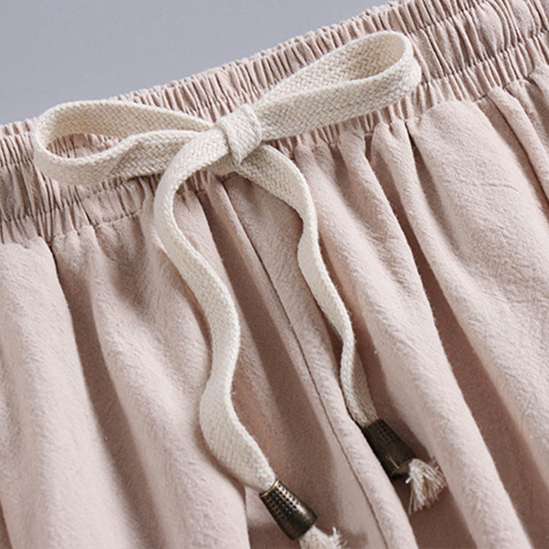 Cross-Collars Cropped Bloomers Cotton Tang Suit Hanfu Top Pants Clothing Men's Set