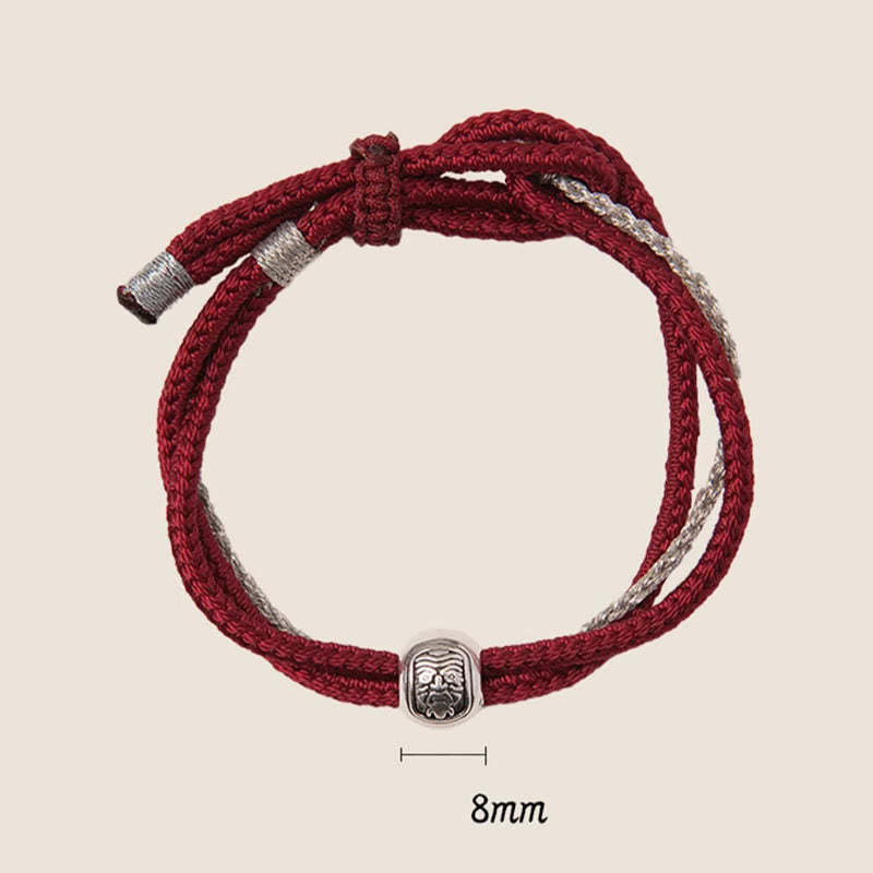 925 Sterling Silver Tibetan Zakiram Goddess of Wealth Luck Rope Bracelet