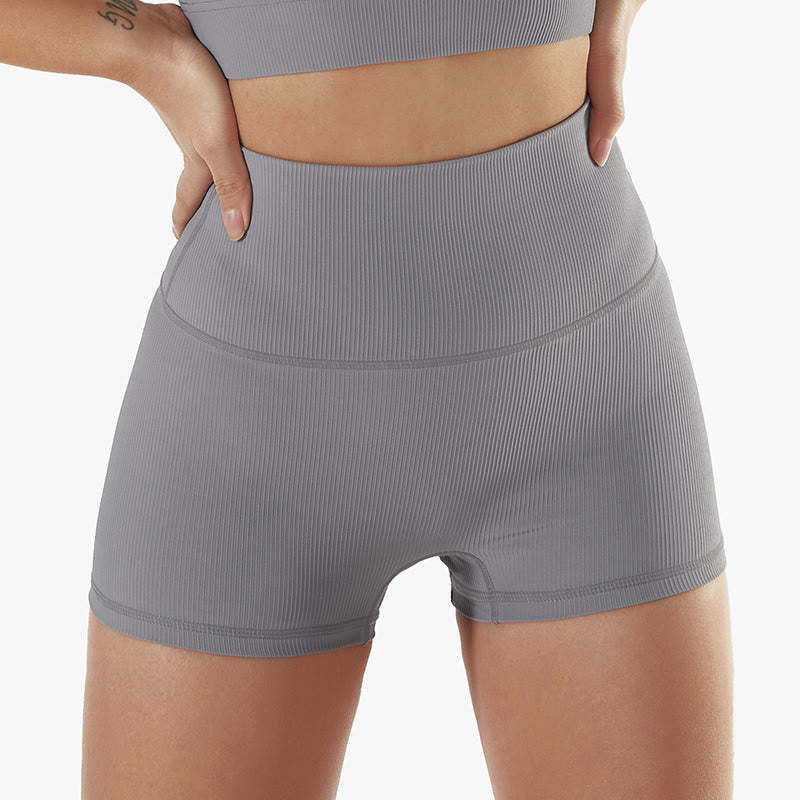 Ribbed Long Sleeve Crop Top T-shirt Shorts Sports Fitness Gym Yoga Outfits