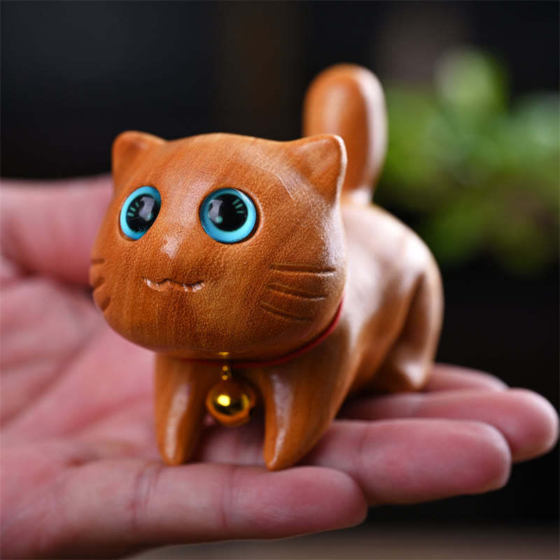 Small Cute Confident Sleeping Cat Sandalwood Healing Home Decoration