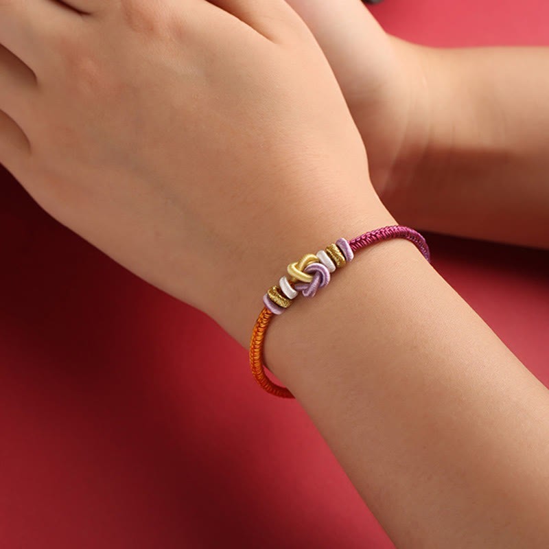 Colorful String Heart Knot Protection Braided Bracelet