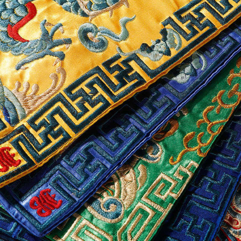 Crane Phoenix Dragon Kirin Embroidered Cup Mat Pad Tea Cup Coaster Square Kung Fu Tea Mat