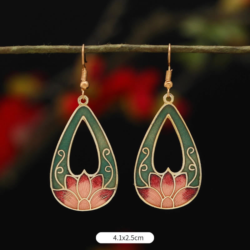 Lotus Butterfly Flower Alloy Copper Enlightenment Drop Earrings