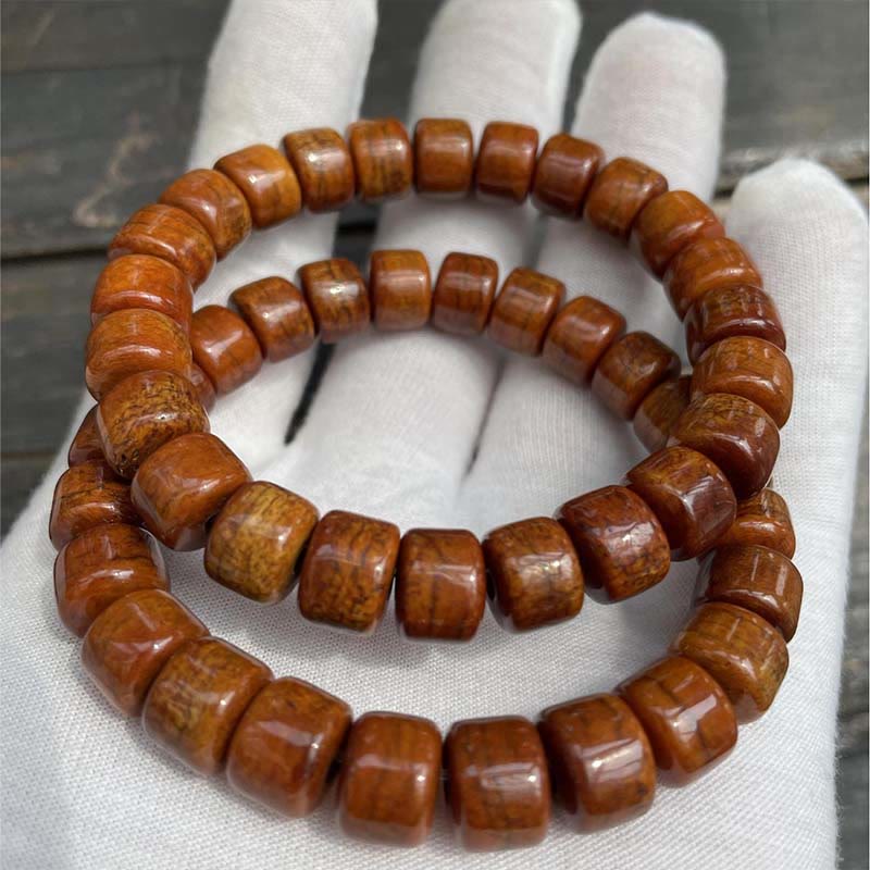 Tibetan Yak Bone Three-Eyed Dzi Bead Sheep Horn Red Agate Strength Bracelet