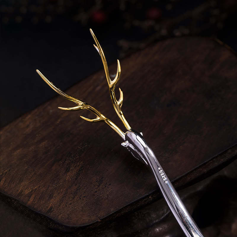 925 Sterling Silver Deer Antler Protection Hairpin