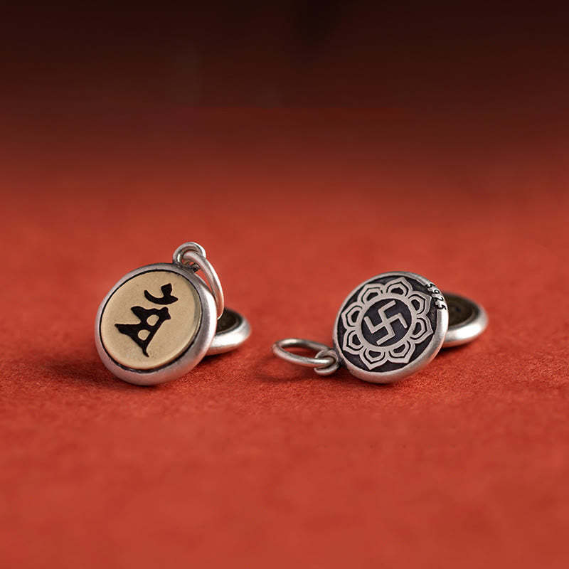 925 Sterling Silver Chinese Zodiac Natal mystic zen Om Mani Padme Hum Luck Bell Braided String Bracelet