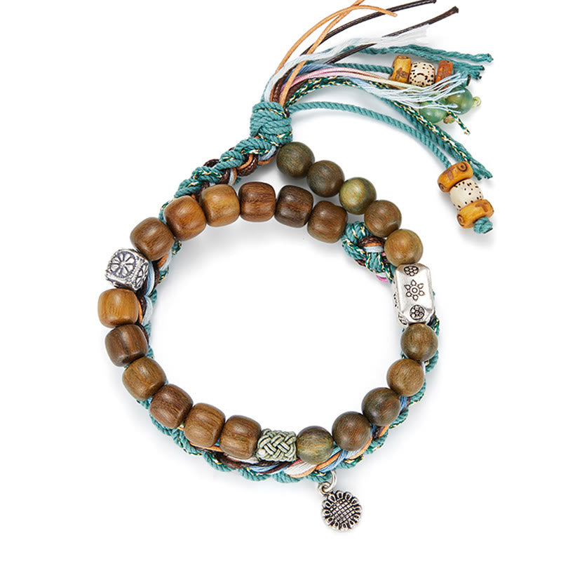 925 Sterling Silver Green Sandalwood Bodhi Seed Handmade Positive Bracelet