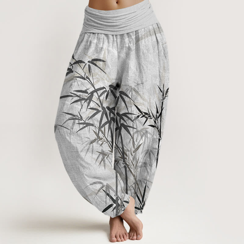 Casual Bamboo Leaves Women's Elastic Waist Harem Pants