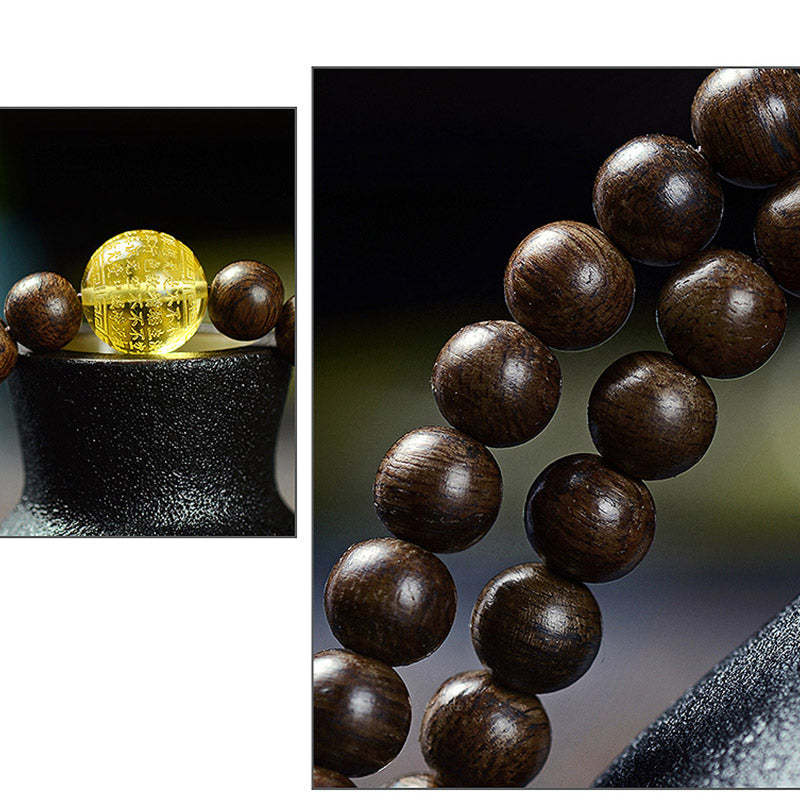 108 Mala Beads 999 Gold Brunei Agarwood Heart Sutra Amber Red Agate Strength Meditation Bracelet