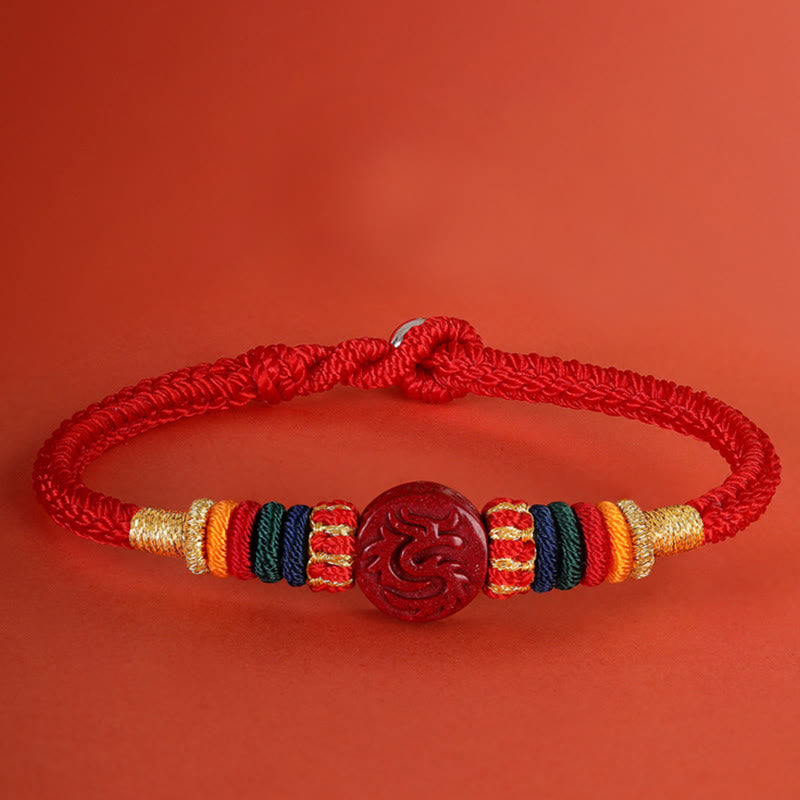 Year of the Dragon 925 Sterling Silver Chinese Zodiac Cinnabar Auspicious Matches Blessing Bracelet (Extra 30% Off | USE CODE: FS30)
