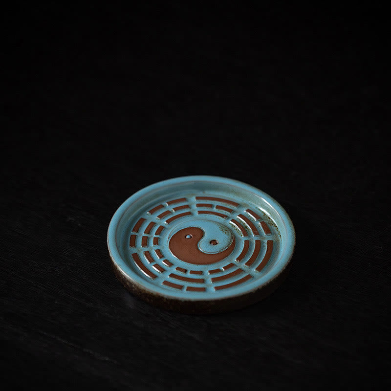 Small Treasure Bowl Lucky Bag Bagua Tray Healing Ceramic Stick Incense Burner Decoration