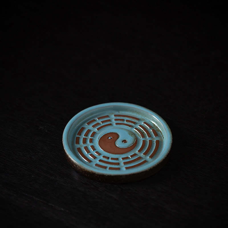 Small Treasure Bowl Lucky Bag Bagua Tray Healing Ceramic Stick Incense Burner Decoration