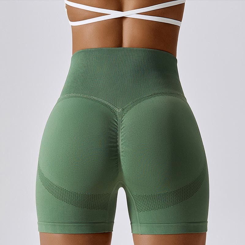 Women Seamless Sports Fitness High Waist Yoga Workout Shorts