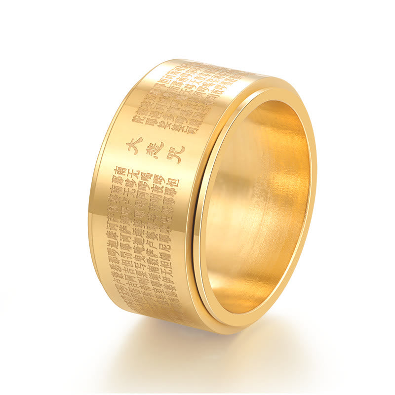 Great Compassion Mantra Carved Titanium Steel Strengthen Rotatable Ring