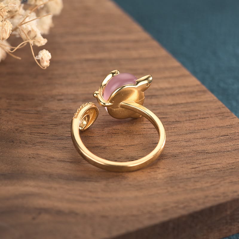 Cat's Eye Copper Fox Love Ring