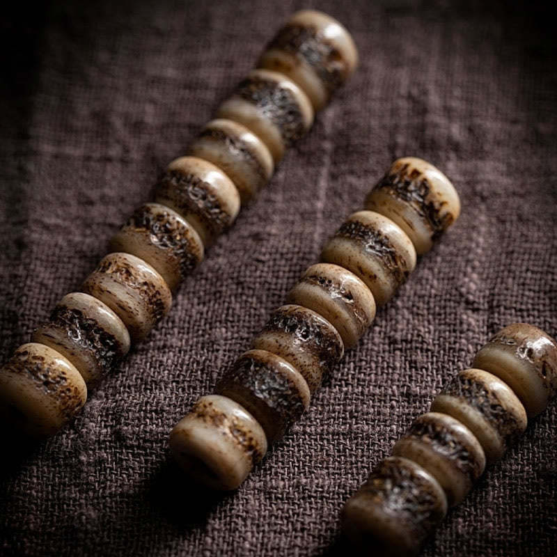 Tibetan 108 Mala Beads Yak Bone Dzi Bead The Lord of the Corpse Forest Strength Bracelet