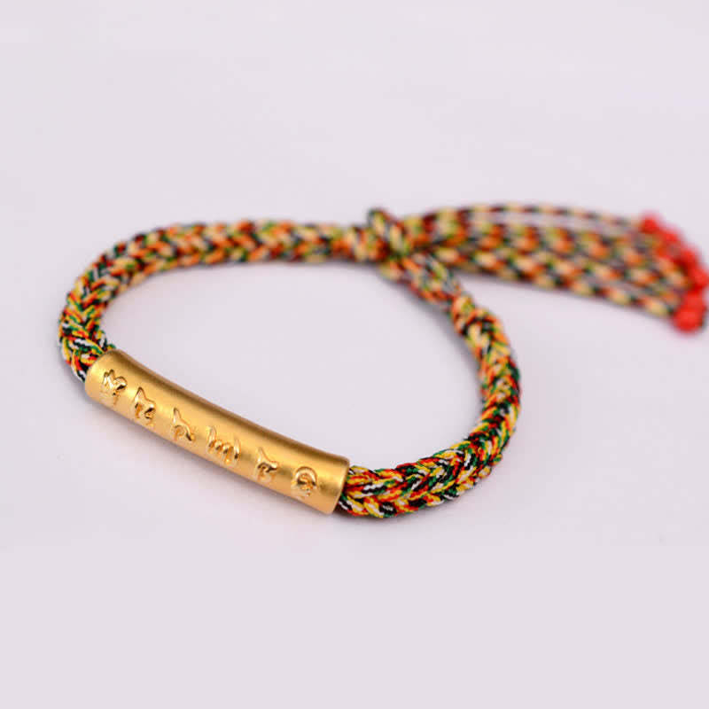 999 Sterling Silver Om Mani Padme Hum Protection Strength String Bracelet