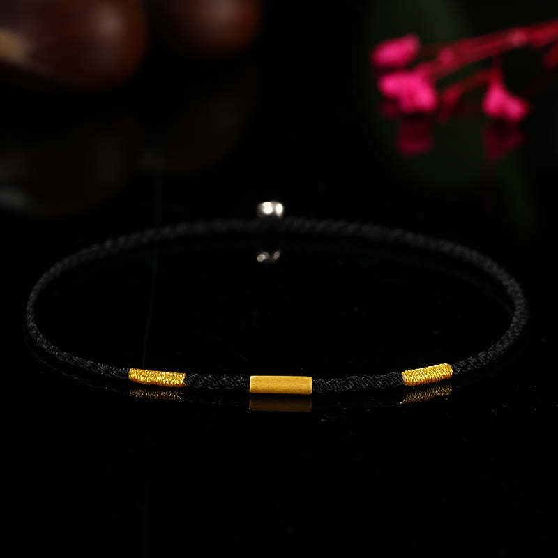 999 Gold Bead Handmade Four Thread Wishful Knots Braided Protection Bracelet