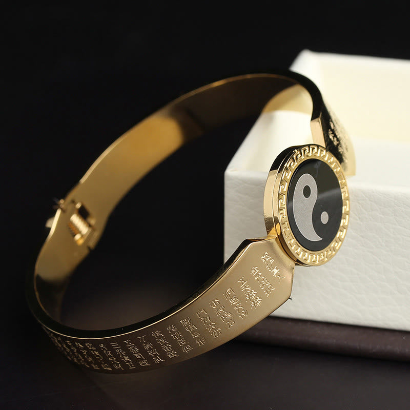 Yin Yang Lotus Om Mani Padme Hum Mantra Titanium Steel Harmony Bracelet Bangle