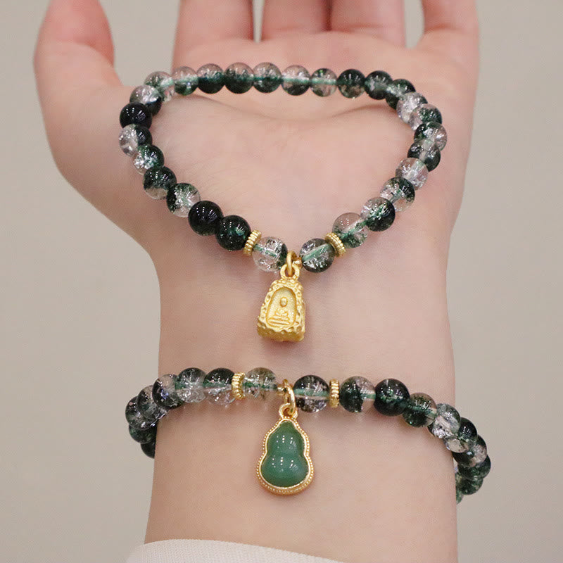 Natural Green Phantom Confidence Gourd mystic zen Charm Bracelet