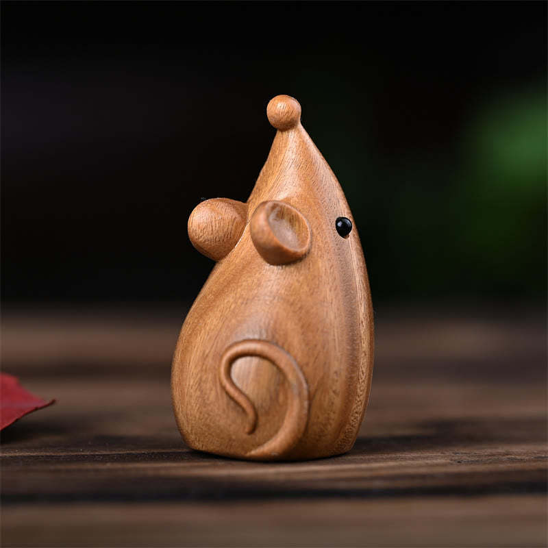 Small Cat Mouse Green Sandalwood African Red Rosewood Peace Home Decoration