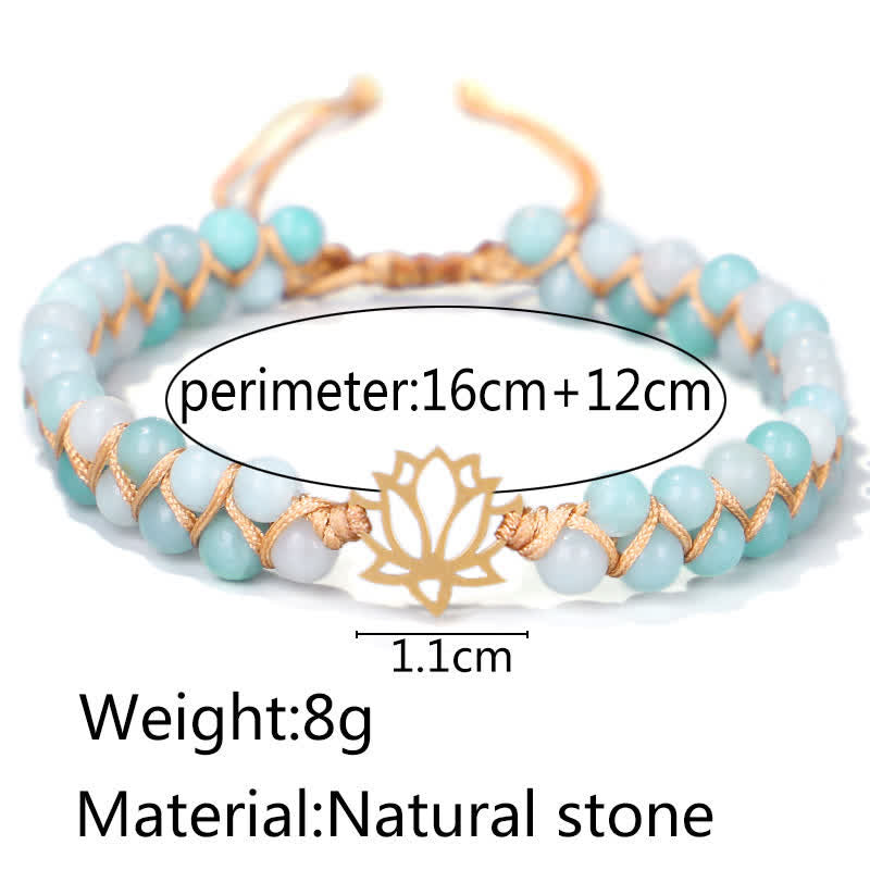 Amazonite Beads Lotus Flower Balance Weave Bracelet
