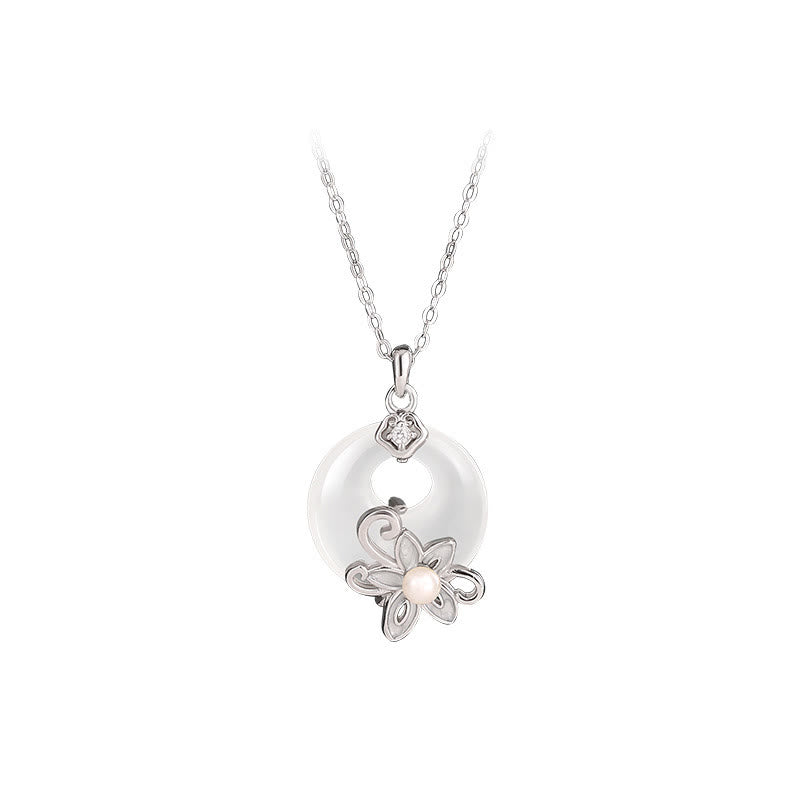 Chalcedony Peace Buckle 999 Sterling Silver Lotus Positive Necklace Pendant