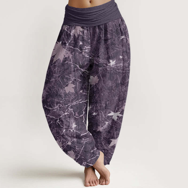 Maple Leaf Pattern Women's Elastic Waist Harem Pants
