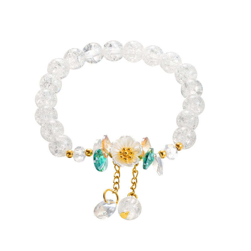 Simple Design Flower Charm Glass Bead Bracelet
