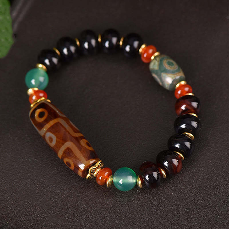 Tibetan Natural Nine-Eye Dzi Bead Three-eyed Dzi Bead Protection Bracelet