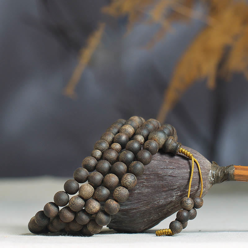 Nha Trang 108 Mala Beads 8mm White Qinan Vietnam Agarwood Peace Bracelet