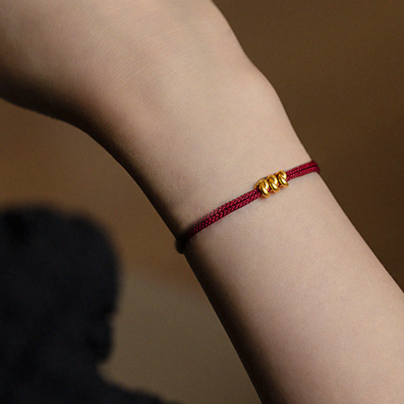 999 Gold Wish Knot Design Handmade Luck?Braided Rope Bracelet