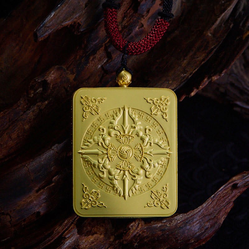 Tibetan Zakiram Nine-Tailed Fox Yellow God of Wealth Painted Thangka Hope Necklace Pendant