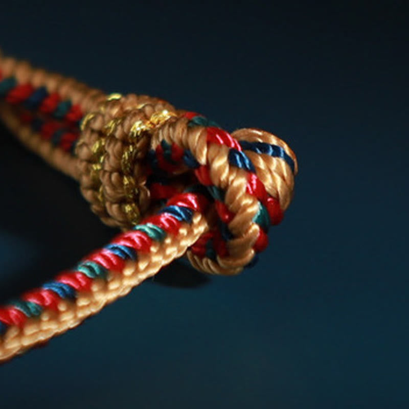 Tibetan Handmade Eight Thread Peace Knot Prayer Wheel Braided Protection Bracelet
