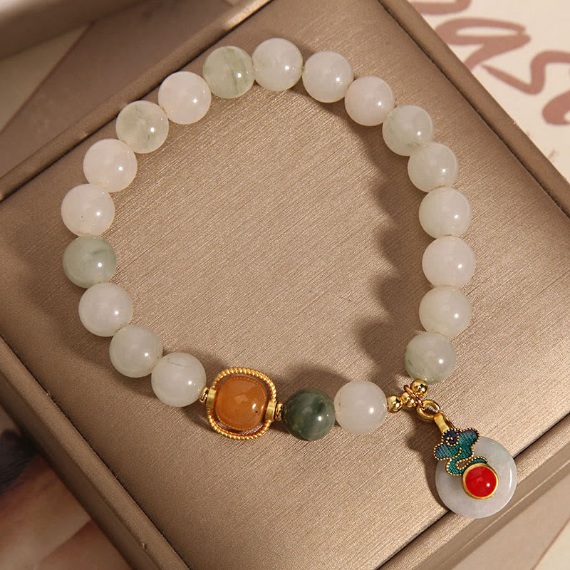 Jade Auspicious Clouds Red Agate Citrine Prosperity Bracelet