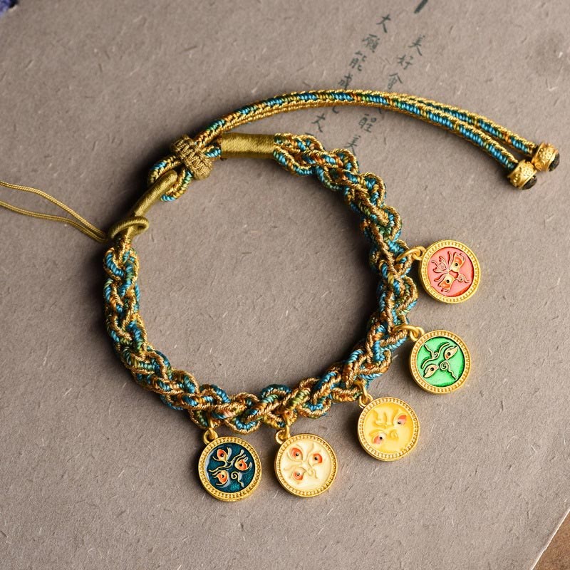 Tibetan Five God Of Wealth Luck Handcrafted Braid String Bracelet