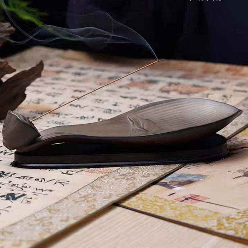 Lotus Pod Zen Healing Brown Ceramic Stick Incense Burner Decoration