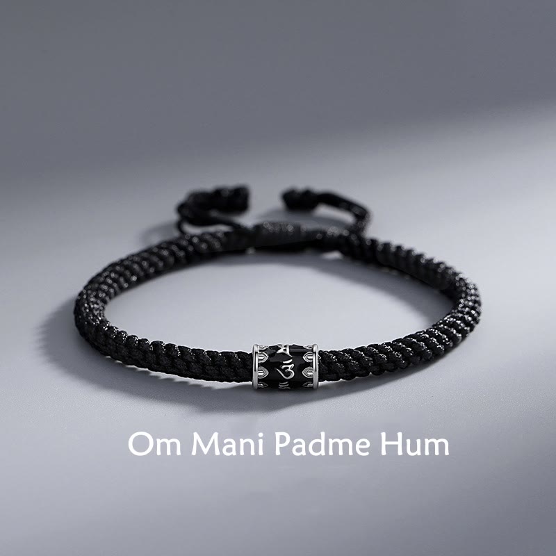 925 Sterling Silver Om Mani Padme Hum Peace Braided Bracelet